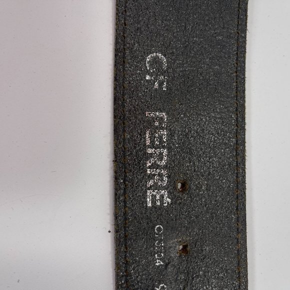 GF FERRE Black Leather Sectioned Belt with Bronze Plaques main image 3